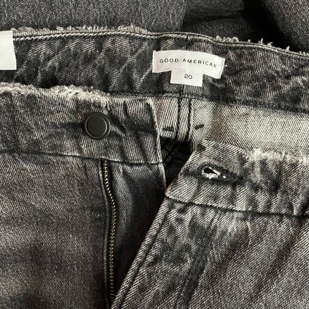 Good American Good Classic Low Waist Fray Black Gray Ankle Jeans womens 20 new - Picture 12 of 16